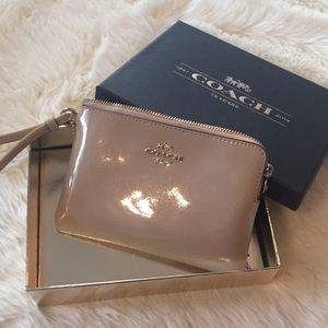 Coach Beige Glittery Wristlet